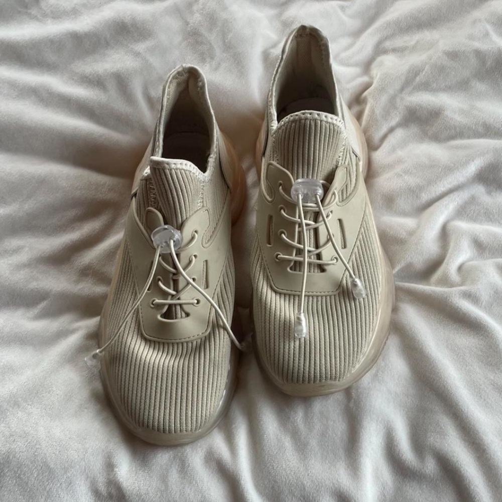 Beige Knit Sneakers